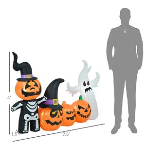 Famille de citrouilles et de fantômes gonflables d'Halloween de 7,5 pieds pour utilisation en intérieur et en extérieur dans le jardin - Product Image 3