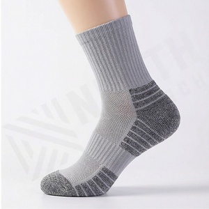 Gray Crew <b>Socks</b> Solid Color Knitted Breathable Cotton Polyester Spandex Adult Casual Daily Wear Spring Season - Product Image 3