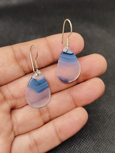 Pendientes de Aro Colgantes de Plata de Ley 925 Hechos a Mano con Ágata Banda para Mujer, Joyas de Lujo de Última Generación, Diseño de Joyería Único - Product Image 4