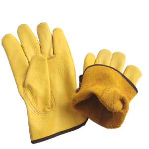 Gants de sécurité en cuir, texture lisse, résistants à l'abrasion, antidérapants, gants de travail polyvalents, poignets droits - Product Image 5