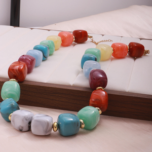 Unique Plastic/resin Beaded <b>Necklace</b> Fashion New Design Unique Fashion <b>Stacked</b> <b>Necklace</b> Accessories with rainbow Color - Product Image 5