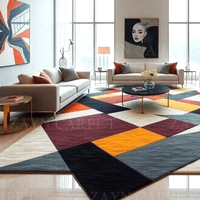 Tapis en laine géométrique multicolore tufté à la main, avec envers en latex antidérapant, tapis moderne abstrait pour salon, chambre à coucher, décoration intérieure