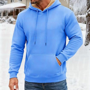 Mens Thick Winter Pullover Hoodie With Heavy Sherpa Fleece Lining Soft Comfortable Hooded Sweatshirt With Double Needle Neck - Product Image 2