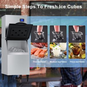 Máquina comercial para hacer hielo, 500 lb/24H con depósito de almacenamiento de 350 lb, hielo listo en 8-15 minutos - Product Image 5