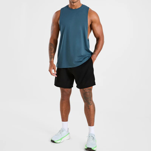 Nueva llegada, camiseta sin mangas de alta calidad al por mayor con logotipo personalizado para hombre, de corte holgado, tela ligera, costuras con borde sin rematar y aberturas de brazo caídas. - Product Image 3