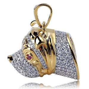 Collier tendance pour homme, pendentif amusant en forme de chien rétro hip-hop européen et américain, micro-incrusté de diamants. - Product Image 2