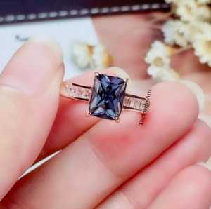 Vintage <b>Alexandrite</b> <b>Engagement</b> <b>Ring</b> June Birthstone Color Change <b>Ring</b> Art Deco <b>Ring</b> 14k Rose Gold Emerald Cut Bridal <b>Ring</b> - Product Image 4