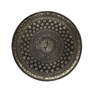 Bandeja Decorativa Redonda de Metal Dorado Antiguo de Alta Calidad, Hecha a Mano, Estilo Marroquí, para Servir Comida, Decoración Árabe para el Hogar, Bandeja para Té - Product Image 6