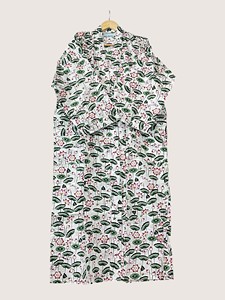Bata Larga Estampada Floral para Mujer, Cuello Mandarín, Manga Tres Cuartos, 100% Algodón, Ropa Casual de Verano, Cierre con Cordón - Product Image 5