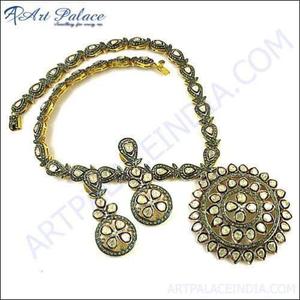 New Royal Style Diamond Victorian <b>Necklace</b> <b>Set</b> for Wedding & Bridle, 925 Sterling <b>Silver</b> Glittering Victorian <b>Sets</b> New Victorian - Product Image 1