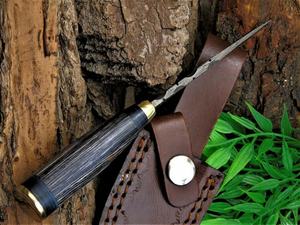 Cuchillo de Caza de Acero de Damasco Hecho a Mano de Grado OEM DIY con Funda de Cuero, Personalizable, para Supervivencia al Aire Libre y Camping, Cuchillo de Hoja Fija - Product Image 3