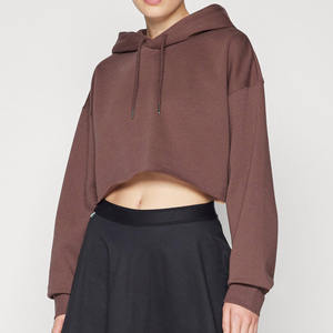 Sudaderas con capucha personalizadas al por mayor de manga larga para mujer, sudaderas cortas para mujer, sudaderas cortas extragrandes tipo top. - Product Image 3