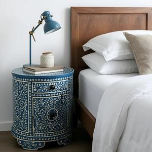 Mesa de Cajones con Incrustaciones de Hueso de ILAHI, Diseño Moderno con Detalles de Ágata, Almacenamiento de Tres Niveles, Mueble Portátil para el Hogar - Product Image 2