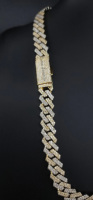 Chaîne cubaine en moissanite 10 mm, couleur D VVS, collier glacé, argent sterling 925, or 10 carats, bijoux hip-hop, 22 pouces