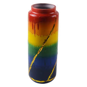 Vase en métal arc-en-ciel à motif floral, design moderne avec plusieurs finitions, thème LGBTQ, pour la décoration de bureau et de salon - Product Image 1