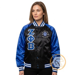 เสื้อแจ็คเก็ต Zeta Phi Beta แบบสั่งทำพิเศษ เสื้อผ้าสำหรับชมรมนักศึกษา คุณภาพสูง ระบายอากาศได้ดี ผ้าซาติน ปักอักษรตราสัญลักษณ์ สำหรับฤดูใบไม้ร่วง/ฤดูหนาว - Product Image 3