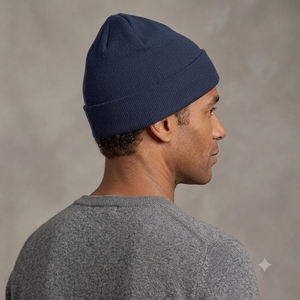 Custom Embroidery White Logo Navy blue Color Cuffed <b>Beanie</b> Wholesale Unisex Winter Knitted Warm Acrylic Material OEM ODM <b>Beanie</b> - Product Image 6