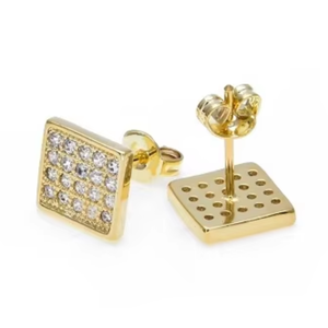 0.40 TCW Real Round Cut Diamond <b>Stud</b> <b>Earrings</b> | 14K Gold Square Cluster Design Luxury <b>Fine</b> Jewelry Gift for Women Elegant Style - Product Image 2