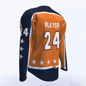Maillot de hockey sur glace personnalisé imprimé à carreaux, 100 % polyester, taille adulte, couleur unie, respirant, avec logo d'équipe sur le devant - Product Image 2