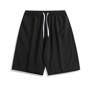 Shorts Bermuda Homme Rouge avec Cordon de Serrage, Taille Élastique, Décontracté, Sportif, Respirant, en Polyester Tricoté, Couleur Unie - Product Image 3