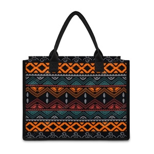 Bolsos de Lona para Mujer, Bolsa de Compras de Lona y Algodón, Bolso Personalizado con Diseño Geométrico Retro - Product Image 3