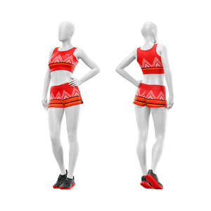 Conjunto Deportivo de Dos Piezas con Top Deportivo Estampado Personalizado y Pantalones Cortos a Juego, Transpirable, de Spandex y Poliéster, para Yoga y Entrenamiento - Product Image 1