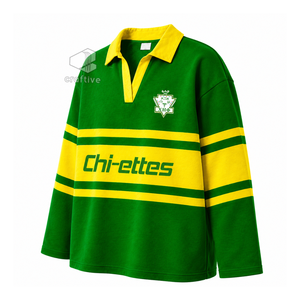 Camiseta de Rugby Chi Eta Phi para Mujer, con Cuello, Paneles de Color en Bloques, Polo Universitario de Rugby, Top Deportivo con Letras Griegas Bordadas - Product Image 2
