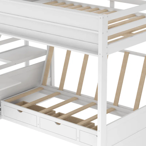 Lit superposé complet en bois massif blanc moderne de haute qualité avec fonctionnalité de canapé et 3 tiroirs pour enfants et familles - Product Image 6
