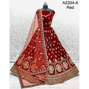 Collections de velours de vêtements de mariée indiens pour la mariée avec le travail de Zarkhan par Fabzone - Product Image 3