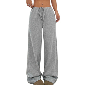 Pantalon décontracté ample pour femme, coupe droite, respirant, écologique, taille élastique mi-haute, devant plat, pour un confort tout au long de la journée, hiver - Product Image 2