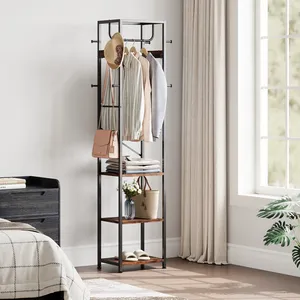 Handmade Metal Garment Organizer <b>Rack</b> for Entryway Bedroom Laundry Room and HotelSingle Tier Iron <b>Storage</b> Basket <b>Wall</b>-Mounted - Product Image 2