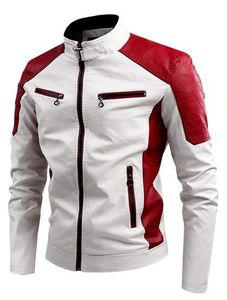 เสื้อแจ็คเก็ตมอเตอร์ไซค์หนัง PU สีขาวแดงสำหรับผู้ชาย แขนยาว กันลม ใส่ได้ทุกฤดู - Product Image 6