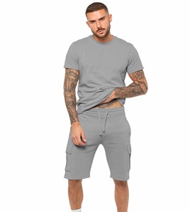 Conjunto de Camiseta de Corte Regular y Pantalones Cortos Cargo - Gris - Product Image 6