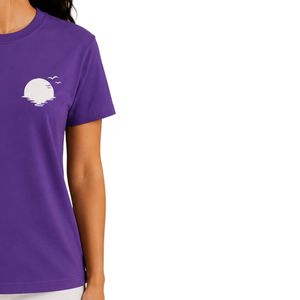 เสื้อยืดผู้หญิงสีม่วงแบบสั่งทำจากโรงงานพร้อมลายกราฟิก พิมพ์ลาย แขนสั้น คอกลม เสื้อลำลอง ผ้าเนื้อนุ่ม แฟชั่นฤดูร้อน - Product Image 4