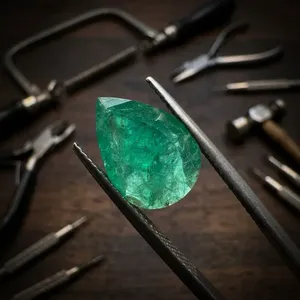 Émeraude Naturelle Colombienne Vert Émeraude Coupe Poire 3.18CT Pierre Précieuse Facettée Libre Effet de Couleur et de Feu Pour la Fabrication de Bijoux et les Collectionneurs Sans Trou - Product Image 3