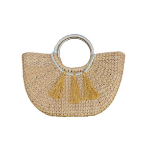 [HOT SELLING] Custom Handmade Water Hyacinth Cylinder Bag | Natural Woven Eco-Friendly Lightweight Summer Beach Casual Handbag - Product Image 3