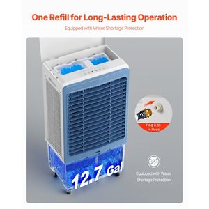 Raffrescatore d'Aria Portatile 4129 CFM con Serbatoio d'Acqua da 12,7 Galloni e Telecomando, Ventilatore di Raffreddamento Evaporativo con Timer 12H - Product Image 4