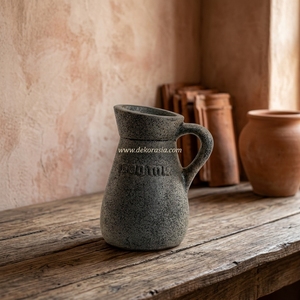 Vase-pichet Rustique en Terre Cuite Gris Foncé Roso M, Urne Décorative en Céramique Faite à la Main pour Table, Vente en Gros - Product Image 6