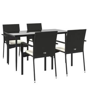 Conjunto de Comedor Modular Mediano para Jardín, en Ratán Sintético Negro - Product Image 3