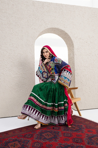 Afghan Evening Dress Minimalist Kuchi Style Sheer Sleeve Ethnic Clothing Embellished Frock Modern Women's Afghan Kuchi Dress - Product Image 5