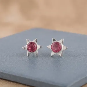 Nuevos Pendientes de Turmalina Oink Hechos a Mano por Diseñadores 2026, Joyería en Plata de Ley 925 para Mujeres y Niñas - Product Image 1