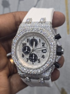 Reloj Cronógrafo de Lujo para Hombre, de Acero Inoxidable, 43 mm, con Incrustaciones de Diamantes, Estilo Hip Hop, Correa de Moissanita, Movimiento de Cuarzo, Zafiro - Product Image 1