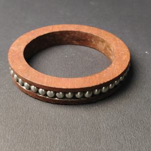 Brazalete de Madera Natural de Lujo con Borde de Perlas Incrustadas - Brazalete de Madera con Materiales Mixtos Únicos - Estilo Boho-Chic Femenino - Product Image 4