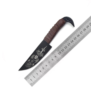 Funda de Cuero de Alta Calidad para Cuchillo Eagle, Hoja Recta de Acero al Carbono, DIY OEM/ODM para Uso en Exteriores, Diseño Cabeza de Cuervo Nórdico Grande - Product Image 1