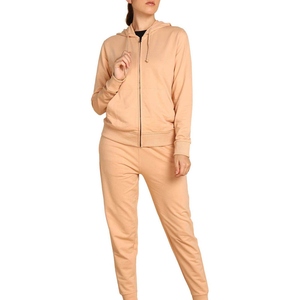 High Quality Customized Casual Heavyweight Women's Winter Hooded Solid Pattern Breathable Polyester Cotton Tracksuits Cotton - Product Image 4