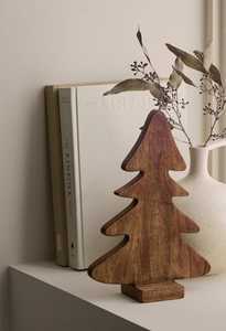 Handmade Luxury Wooden Christmas Tree Decor with <b>Star</b> Top and Red Ornaments Traditional Holiday Tabletop Factory - Product Image 6