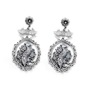 Silver Mountain 925 Sterling Silver Oxidized Peacock Dangle Drop Earrings Handmade Vintage Bird Design Statement Jewelry Third - Product Image 1