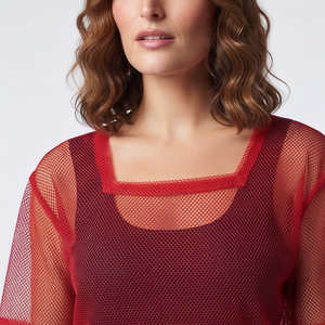 Custom Polyester Short Sleeve Transparent T <b>Shirt</b> Square Neck <b>See</b> <b>Through</b> Tee <b>Shirts</b> Unisex Fashion Style Sheer Mesh Tee Tops - Product Image 3