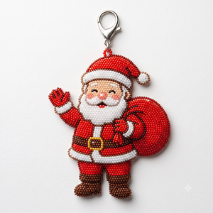 Breloque de sac tendance brodée de perles de Noël, pendentif suspendu élégant, décoration de sac perlée de perles de rocaille de Noël - Product Image 5
