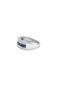 Bague en saphir bleu et diamant en argent sterling 92,5 KLSR-11746 - Product Image 2